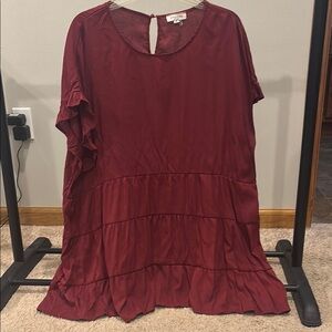 Boutique Women's Burgundy Tiered Top